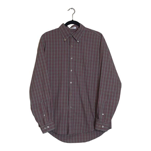 Van Heusen Red and Black Plaid Casual Button Down Shirt - Picture 1 of 9